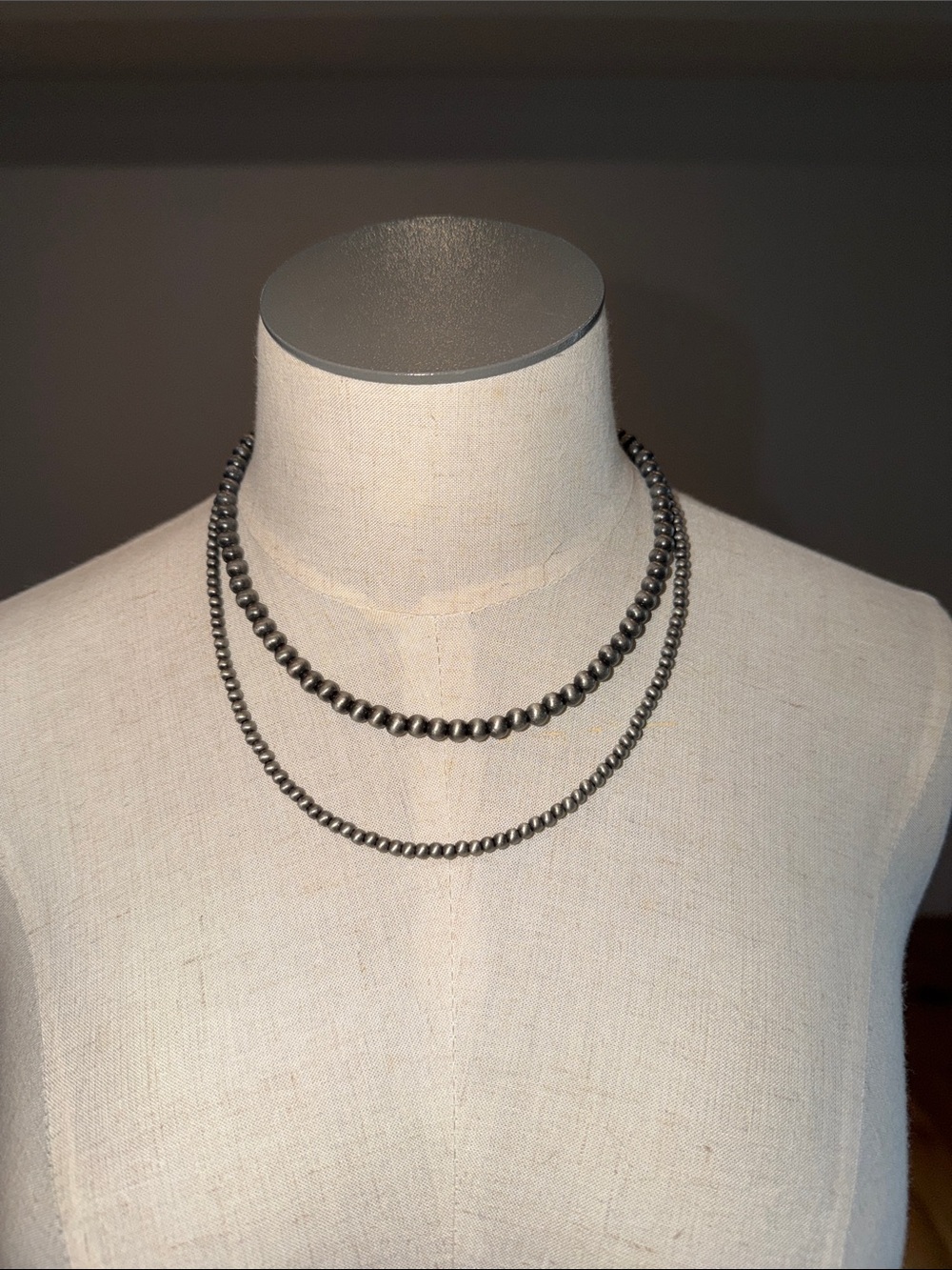 Sterling Silver-Tone Layered Bead Necklace Set